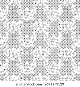 Padrão contínuo com ursinhos de pelúcia geométricos abstratos, formas e botões em um fundo branco