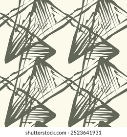 Seamless pattern with abstract geometric tiles ornament of triangles and polygons. Flat monochrome modern vector background.