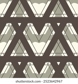Patrón sin fisuras con azulejos geométricos abstractos adorno de triángulos. Fondo de Vector moderno monocromo plano.