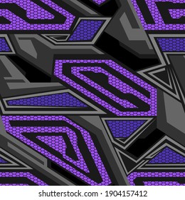 Patrón sin inconvenientes con ornamento de tendencia geométrica abstracto. Fondo de carreras para envolver y calcomanía de vinilo. Grunge la textura vectorial del neón.