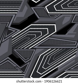 Patrón sin inconvenientes con ornamento de tendencia geométrica abstracto. Fondo de carreras para envolver y calcomanía de vinilo. Grunge la textura vectorial del neón.
