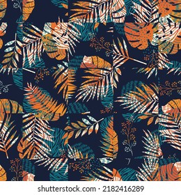 Seamless pattern with abstract geometric tropical leaves. Modern design for paper, cover, fabric, interior decor and other users.