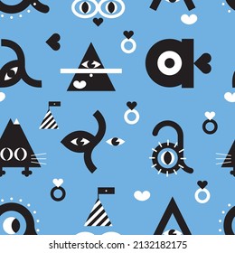 Seamless pattern. Abstract geometric vector design for wrapping paper, T-shirt, clothing design, typography, printing on the cover of a notebook, posters.