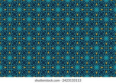 Seamless pattern with abstract geometric vector blue, yellow and dark blue background