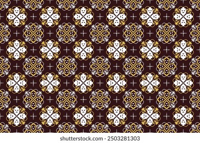 Seamless pattern with abstract geometric vector, Simple batik motif