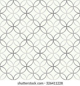 Seamless pattern. Abstract geometrical background. Modern stylish texture. Regularly repeating elegant ornament with intersecting outline circles and rhombuses. Vector element of graphical design