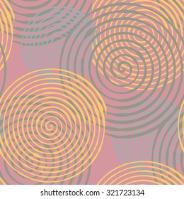 Seamless pattern with abstract geometrical elements. Seamless colorful spirals. Stylish texture for different design uses.