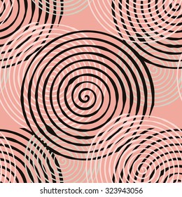 Seamless pattern with abstract geometrical elements. Seamless colorful spirals. Stylish texture for different design uses.