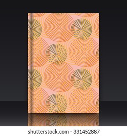 Seamless pattern with abstract geometrical elements. Seamless colorful spirals. EPS 10 vector illustration with mockup of title sheet or book cover. Can be used as background for web of applications.