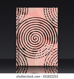 Seamless pattern with abstract geometrical elements. Seamless colorful spirals. EPS 10 vector illustration with mockup of title sheet or book cover. Can be used as background for web of applications.