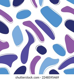 Patrón sin brillo con figuras geométricas abstractas con líneas sobre fondo blanco. Vector de textura brillante mínima para textil, papel envolvente, impresión. Moderno, de diseño, azul, violeta, lila.