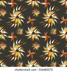 Seamless pattern with abstract geometrical flowers.