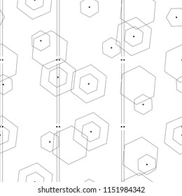 seamless pattern with abstract geometrical shapes vector on white background - black and white pattern