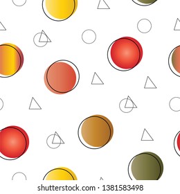 seamless pattern with abstract geometrical shapes in multiple colors isolated on white background