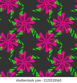 Seamless pattern with abstract geometry flowers. Unique ornament