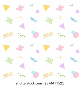 Seamless pattern of abstract geometry shape in pastel white background, party, confetti