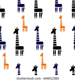 Seamless pattern with abstract giraffes. Vector flat background.Wrapping paper. Abstract geometric giraffes on white background.
