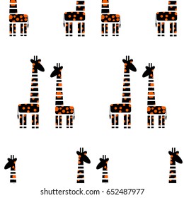 Seamless pattern with abstract giraffes. Vector flat background.Wrapping paper. Abstract geometric giraffes on white background.