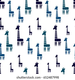 Seamless pattern with abstract giraffes. Vector flat background.Wrapping paper. Abstract geometric giraffes on white background.