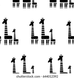 Seamless pattern with abstract gjiraffes. Vecror flat background. Wrapping paper. Abstract geometric giraffes on white background.