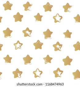 Seamless pattern from abstract gold textured smears star shape isolated on a white background
