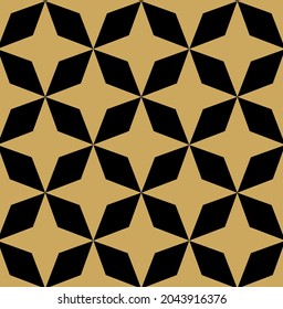 Seamless pattern abstract golden Christmas background with elegant vector black and gold stars
