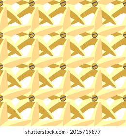 Patrón sin foco de pez estrella dorado abstracto con uñas sobre fondo blanco. Estilo Steampunk. Diseño de caricaturas. Ilustración vectorial.