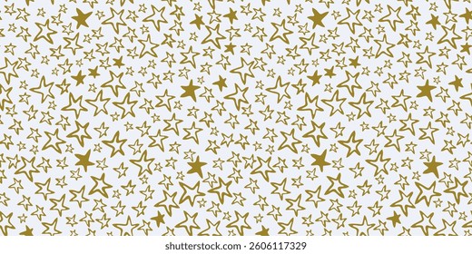 Seamless pattern of abstract golden stars, vector background, paper, fabric, wallpaper, textile, wrapper