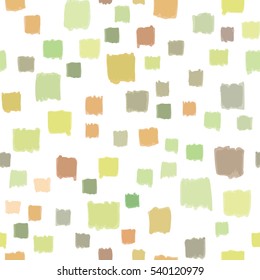 Seamless pattern abstract green and beige brush strokes by hand on a white background vector