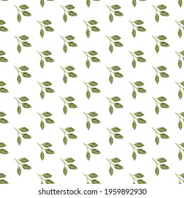 Seamless Pattern with Abstract Green Leaves Flat Vector Graphic can be use for background and seamless pattern