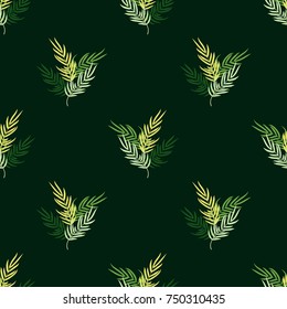 Seamless pattern in abstract green leaves of palm. Floral exotic background for textile, wallpaper, covers, surface, print, wrap, scrapbooking, decoupage.