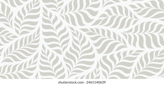 Seamless pattern abstract grey leaves. floral grey background. 