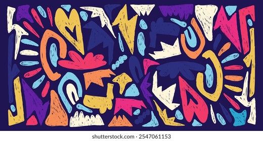 Patrón sin fisuras con Formas Abstractas del grunge con Colores vibrantes modernos. Fondo colorido retro perfecto para carteles, impresión, moda, Fondos de pantalla 
