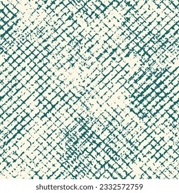 Seamless pattern, abstract grunge texture with damaged grid, mesh. Abstract background with aged drawing: paint prints in the form of a cage on a light surface. Vector illustration.