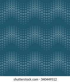 Seamless pattern. Abstract halftone background. Modern stylish texture. Repeating waves with flowers of the different size. Gradation from bigger to the smaller. Vector element graphic design