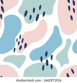 Seamless pattern with abstract hand drawn elements. Vector illustration. 