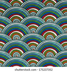 Seamless pattern with abstract hand drawn wavy scale texture