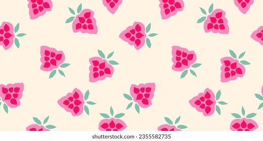 Seamless pattern with abstract hand drawn berries. Modern design pattern. Collage cute summer contemporary print. Vector design ornament for paper, cover, fabric, textile