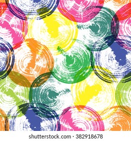 seamless pattern with abstract hand drawn colorful circles