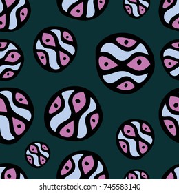 Seamless pattern with abstract hand drawn beads. Vector illustration.