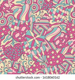 Seamless pattern of abstract hand-drawn hearts with Doodle patterns , for the design of covers, packaging, print on textiles, fabric