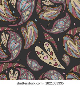 seamless pattern abstract heart background. Colour  for textile
