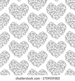 patrón sin fisuras, corazón abstracto con adorno, patrón para papel y tela, papel envolvente, diseño de boda
