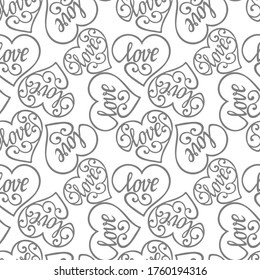 patrón sin fisuras, corazón abstracto con adorno, patrón para papel y tela, papel envolvente, diseño de boda