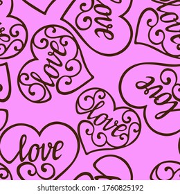 seamless pattern, abstract heart with ornament, pattern for wallpaper and fabric, wrapping paper, wedding design
