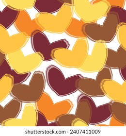 Seamless pattern with abstract hearts, watercolor, romantic Doodle hearts. 