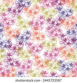 Seamless pattern with abstract hearts, watercolor, romantic  Diverse hearts background print. 