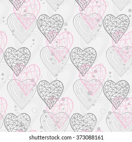 Seamless pattern with abstract hearts for web page site.Happy Valentines Day.Holiday background or site web page, woman blog