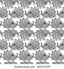 seamless pattern with abstract hedgehogs in the style of Doodle, zentangle. hand drawing on white background. vector illustration
