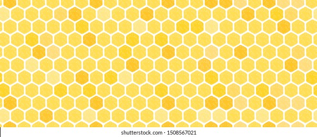 Seamless pattern with abstract hexagon grid cell, golden geometric background. vector illustration